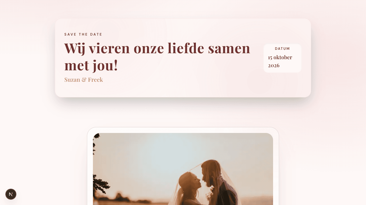 Lovitations trouwwebsite voorbeeld van Suzan en Freek — warm en persoonlijk