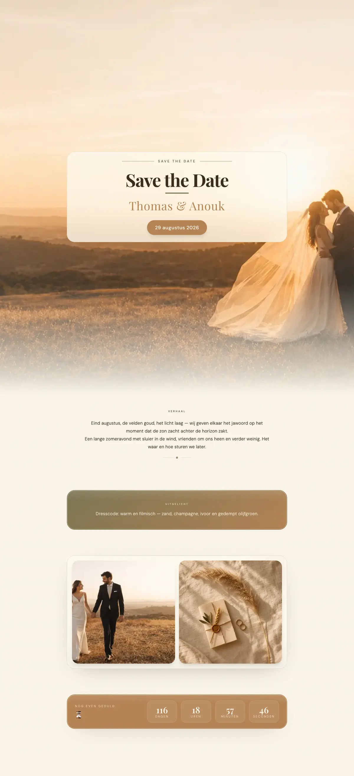 Save the date kaart voorbeeld Thomas & Anouk — Editorial & eigen